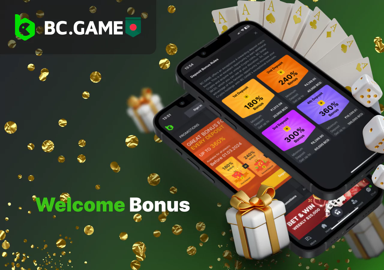 Welcome bonus on first deposits from the bookmaker