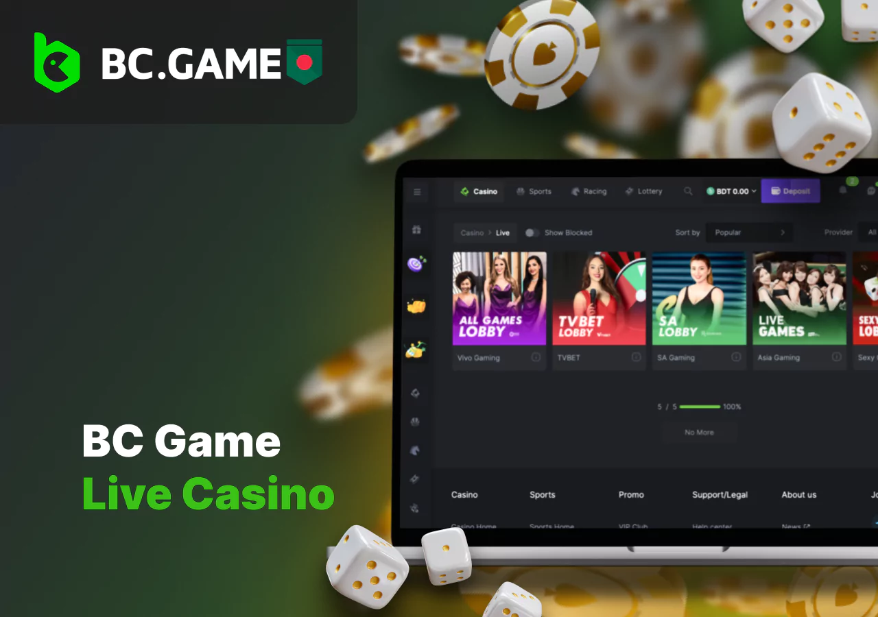Live casino on online bookmaker platform
