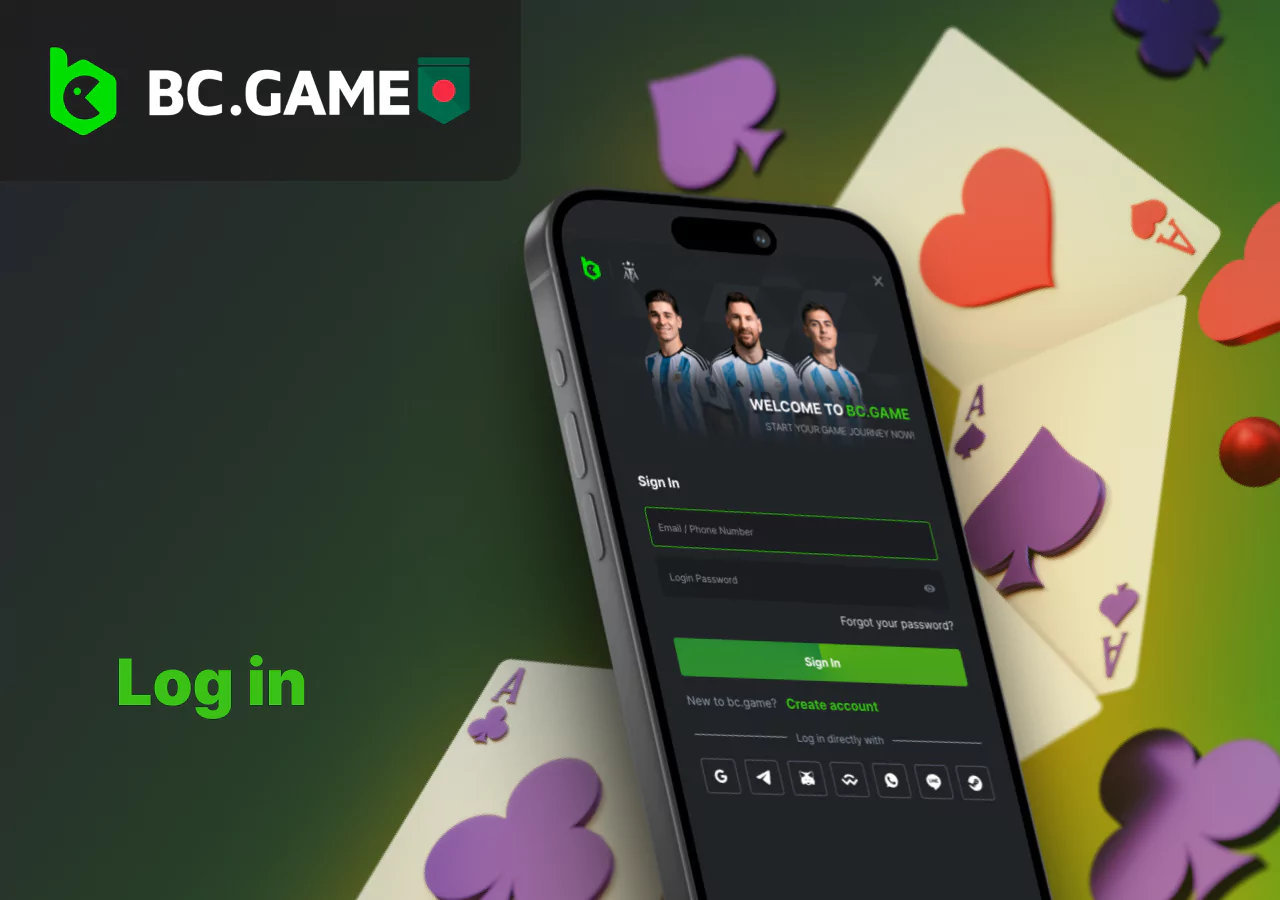 Login to a gaming account on the BC Game platform in Bangladesh