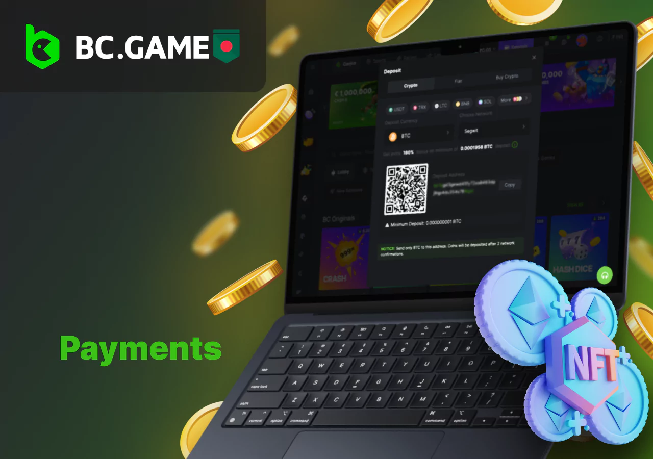 Available payment options in BC Game Bangladesh
