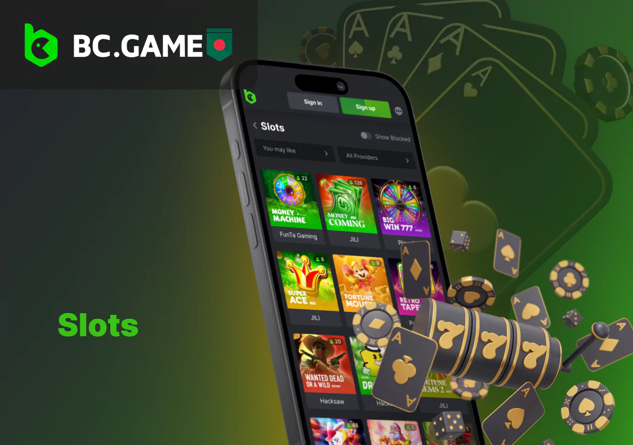 Exciting slots on the BC Game Bangladesh app