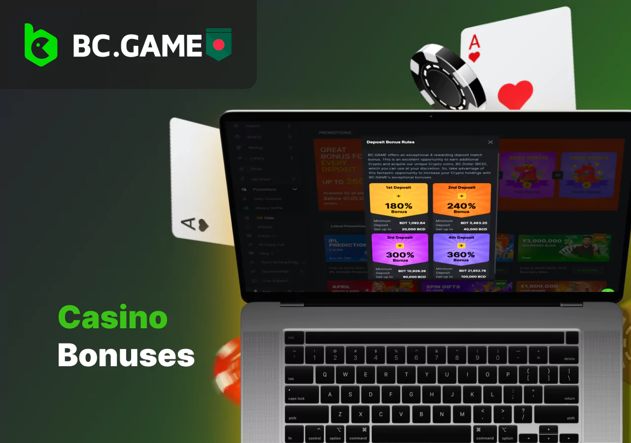 Bonuses on games from the casino section in Bangladesh