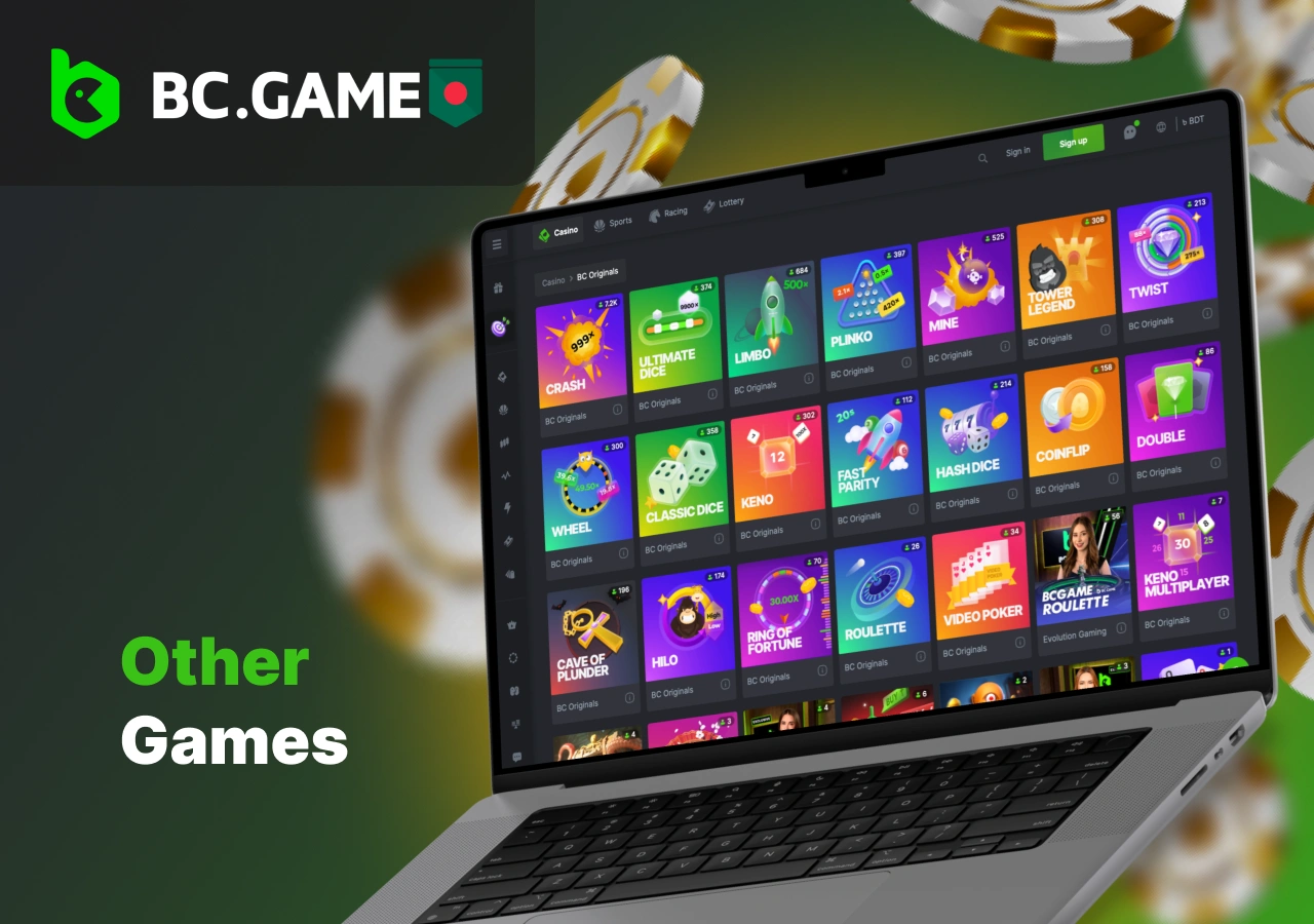 Variety of games at BC Game online casino